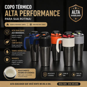 Garrafa Termica Inox 1000ml Mantem Bebida Quente Fria Tampa Trava Rapida Copo Estreito Carro Cafe Cha Viagem - Oferta na Shopee