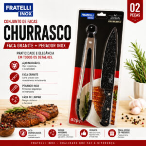 Kit Churrasco Fratelli Inox 2 Peças Faca Granite + Pegador - Oferta na Shopee