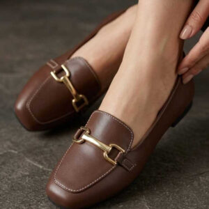 Mocassim Feminino Bico Quadrado Confortavel Enfeite ABS Dourado Calçado Sapatilha Moda Casual - Oferta na Shopee
