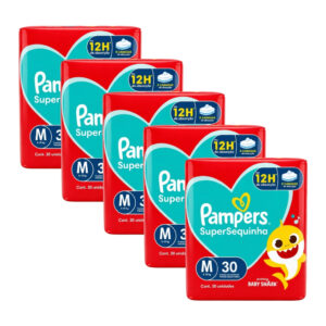 Kit 5 Pacotes Fralda Descartável Infantil Pampers Supersec Barato Revenda - Oferta na Shopee