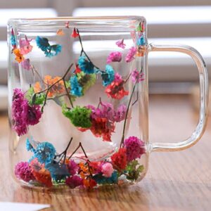 Caneca Parede Dupla de Vidro Borossilicato com Detalhes de Flores Secas Colors 110ml Resistente Ao Calor - Oferta na Shopee
