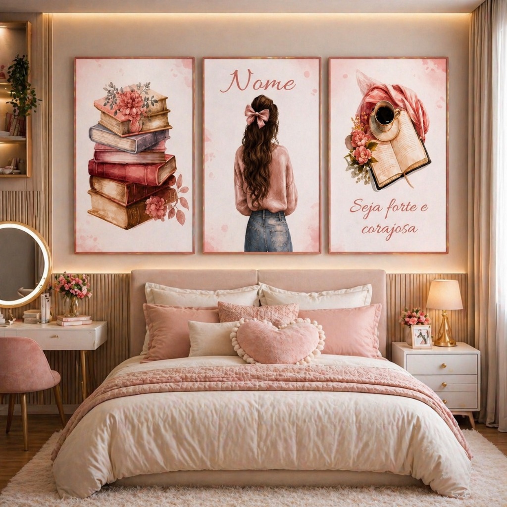 Kit 3 Quadro Decorativo Menina Leitura Quarto Adolescente Livros Flores Nome Personalizado feminino Kit 3 Quadro Decorativo Menina Leitura Quarto Adolescente Livros Flores Nome Personalizado feminino - Oferta na Shopee