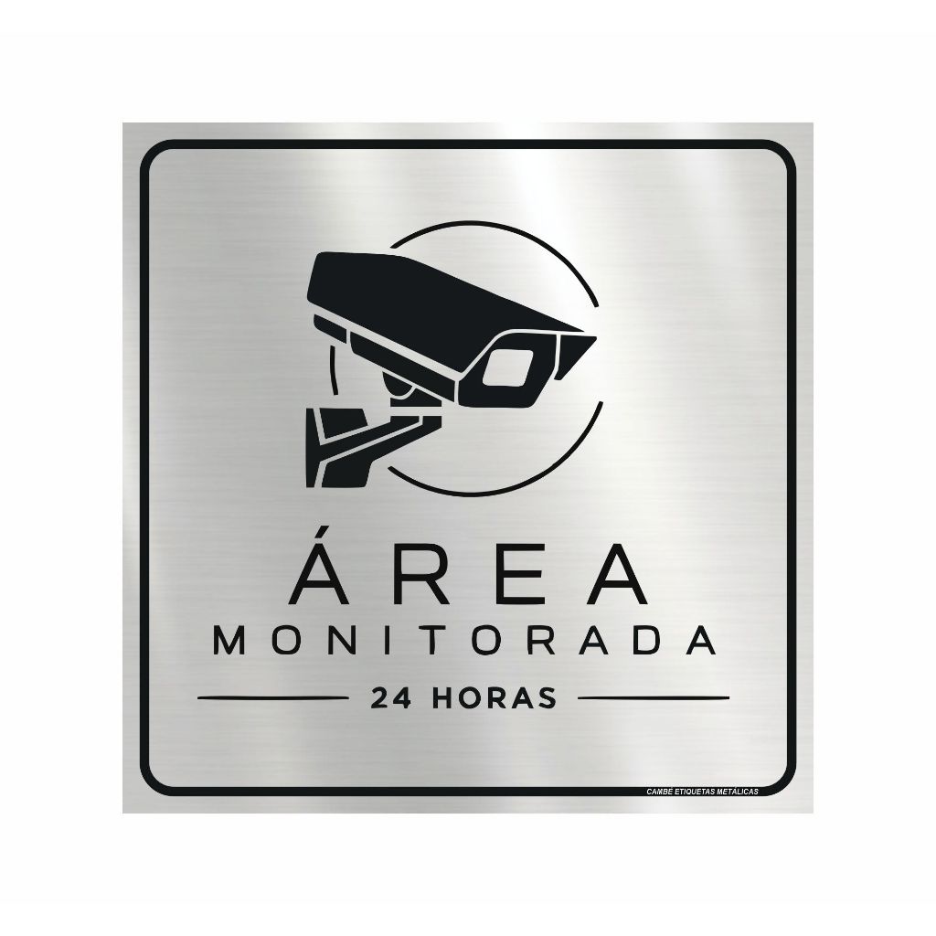PLACA ÁREA MONITORADA 24 HORAS – EM ALUMÍNIO – TAM 20X20 CM – COM FITA DUPLA FACE PARA COLAR PLACA ÁREA MONITORADA 24 HORAS – EM ALUMÍNIO – TAM 20X20 CM – COM FITA DUPLA FACE PARA COLAR