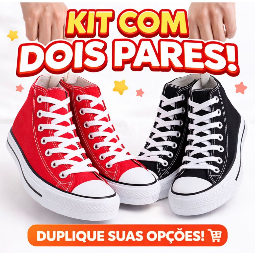 Kit 2 Pares Tênis Botinha Cano Alto Casual Masculino Feminino Promoção Kit 2 Pares Tênis Botinha Cano Alto Casual Masculino Feminino Promoção