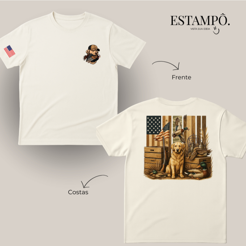 Camiseta Masculina Country Cachorro Caça Off White Camiseta Masculina Country Cachorro Caça Off White - Oferta na Shopee
