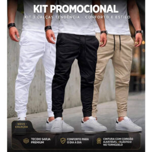 Combo 3x Calças Jogger Premium em Sarja a Jogger 3 Calças Aleatórias Saldo! - Oferta na Shopee