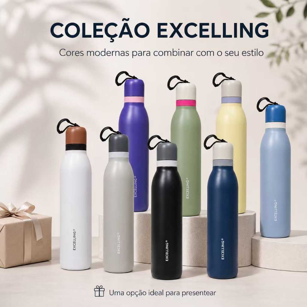 Garrafa Inoxidável Térmica Anti-vazamento 750ml FreeSip Twist Esporte Academia EXCELLING -EX-507 Garrafa Inoxidável Térmica Anti-vazamento 750ml FreeSip Twist Esporte Academia EXCELLING -EX-507