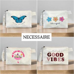 Necessaire Algodão Cru Estampada Feminina Organizador de Bolsa 12x18cm - Presente lembrancinha - Oferta na Shopee