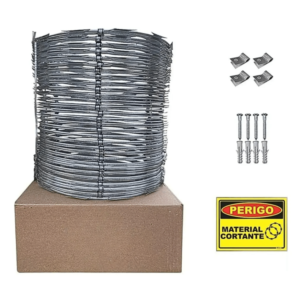 Cerca Concertina Dupla 45cm 12 Metros com Kit Completo Galvalume Segurança Muro Residencial Cerca Concertina Dupla 45cm 12 Metros com Kit Completo Galvalume Segurança Muro Residencial - Oferta na Shopee