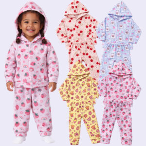 Kit 4 Peças de Roupas Conjunto Soft Estampado Inverno Com Capuz Bebê e Infantil (2 Casacos + 2 Calça) - Oferta na Shopee