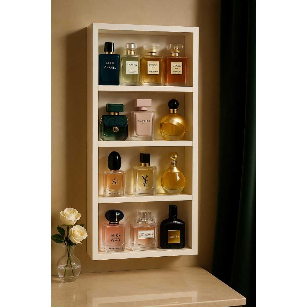 Expositor Prateleira Porta Perfume, Esmalte e Cosméticos com Divisórias – MDF Montado | 65cm Altura Expositor Prateleira Porta Perfume, Esmalte e Cosméticos com Divisórias – MDF Montado | 65cm Altura
