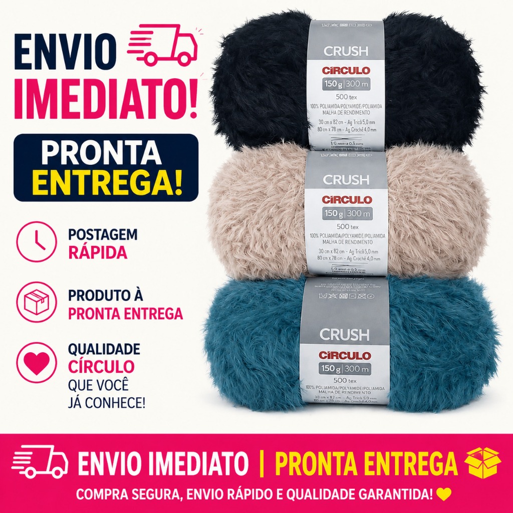 Fio Lã Crush 300m 150g Círculo Pelo Curto - Unid Fio Lã Crush 300m 150g Círculo Pelo Curto - Unid - Oferta na Shopee