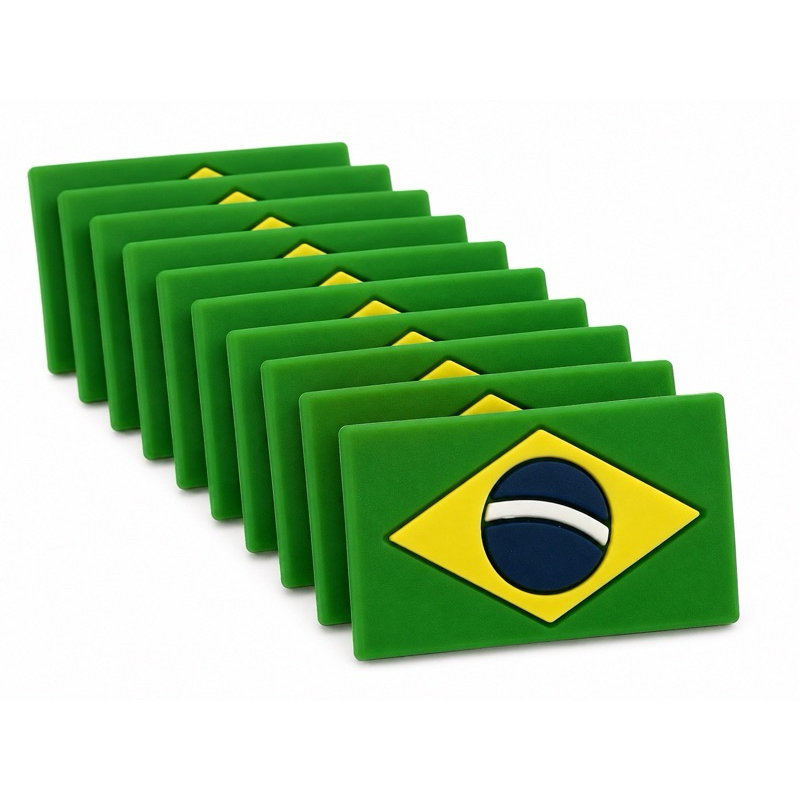 Aplique Emborrachado Kit 10 Unidades Bandeira Brasil Copa Verde, Azul e Amarelo para Laços, Tiaras, Sapatos e Artesanato Aplique Emborrachado Kit 10 Unidades Bandeira Brasil Copa Verde