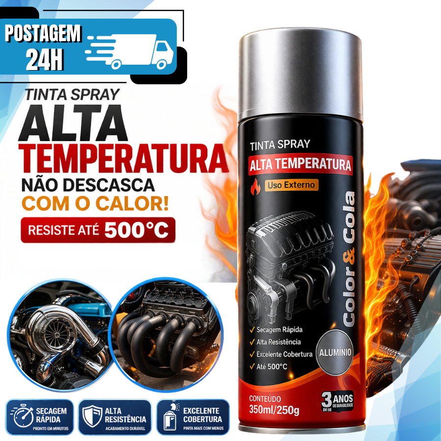 Tinta Spray Alta Temperatura Preto Fosco Uso Geral Forno Microondas Automotiva 350ml Tinta Spray Alta Temperatura Preto Fosco Uso Geral Forno Microondas Automotiva 350ml