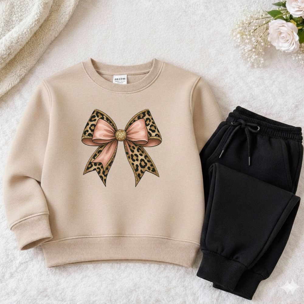 Conjunto moletom juvenil e infantil meninas laço blusa de frio careca e calça moletom flanelada Conjunto moletom juvenil e infantil meninas laço blusa de frio careca e calça moletom flanelada