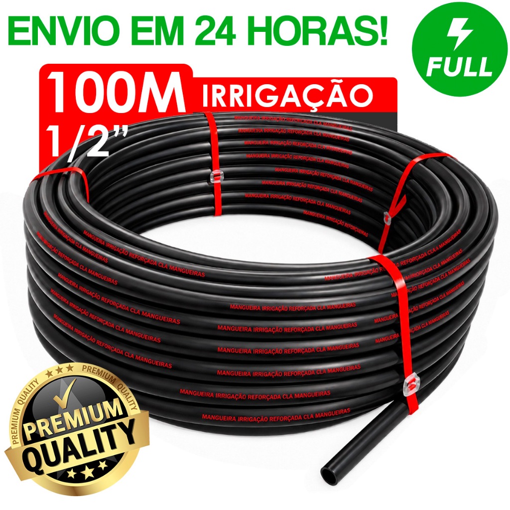 Mangueira Irrigação Gotejamento 1/2″ Plástica Rolo 100 Metros SEM FUROS Reforçada Selo Vermelho Mangueira Irrigação Gotejamento 1/2″ Plástica Rolo 100 Metros SEM FUROS Reforçada Selo Vermelho