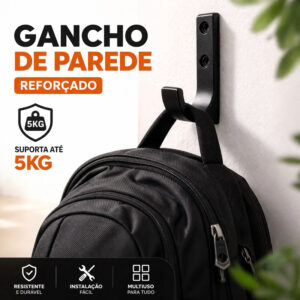 Gancho de Parede Reforçado 5kg Suporte Mochila Bolsa Casaco Capacete Multiuso. - Oferta na Shopee