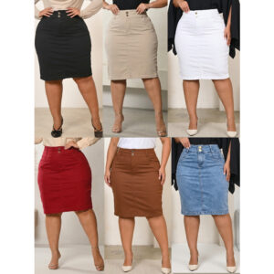 Saia Plus Size  Brim Com Lycra Moda Evangélica Várias Opções de Cores Anagrom - Oferta na Shopee