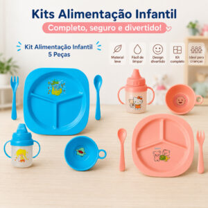 Kit Refeição Infantil 5 ou 4 Peças Completo para Bebê - Oferta na Shopee