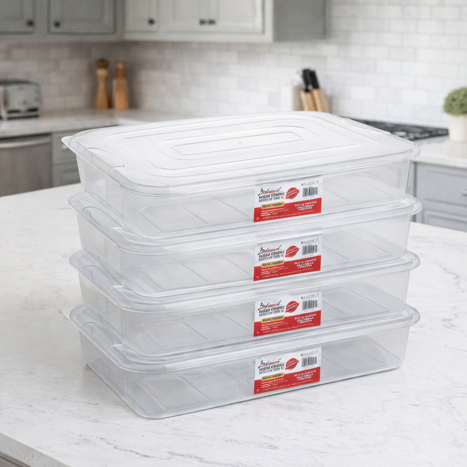 Kit 4 Bandejas Frigoríficas 7L com Tampa – Organizadora para Freezer e Geladeira Kit 4 Bandejas Frigoríficas 7L com Tampa – Organizadora para Freezer e Geladeira - Oferta na Shopee
