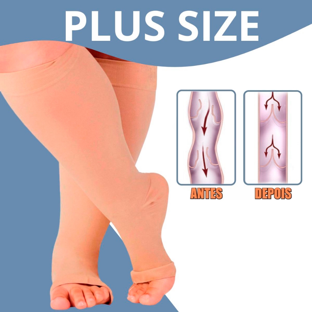 Par Meia De Compressão Plus Size Para Idosos Obesos Diabéticos Meia 3/4 Extra Grande Sem Ponteira Unissex Par Meia De Compressão Plus Size Para Idosos Obesos Diabéticos Meia 3/4 Extra Grande Sem Ponteira Unissex