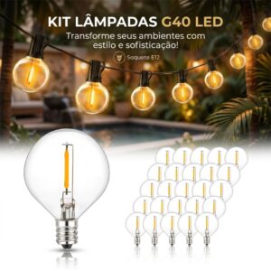 25pcs Lâmpada Led Festao Inquebrável E12 Luz Filamento G40 Lâmpadas de Substituição - Oferta na Shopee