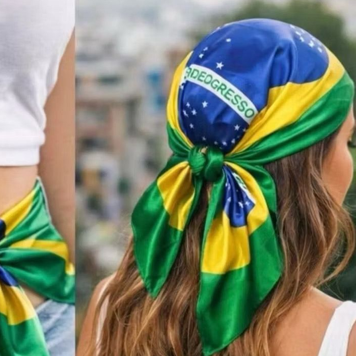 Lenço Bandana Feminino Cetim Seda Premium Estampa Brasil | Edição Eleição | LenBrasil Lenço Bandana Feminino Cetim Seda Premium Estampa Brasil | Edição Eleição | LenBrasil - Oferta na Shopee