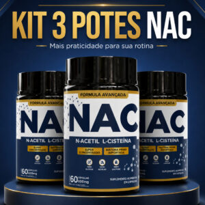 kit 3 NAC N-Acetil L-Cisteína Precursor da Glutationa Imunidade e Saúde do Fígado 500mg - 180 Caps - Oferta na Shopee