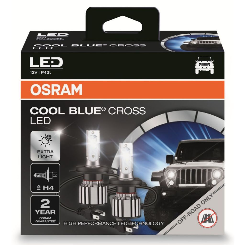 Par Lâmpada Osram Led Cool Blue Cross H4 6000K Super Branca Par Lâmpada Osram Led Cool Blue Cross H4 6000K Super Branca