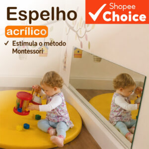 Espelho Acrílico Quarto Do Bebê Neném Montessoriano 80x40cm Sem Moldura - Oferta na Shopee