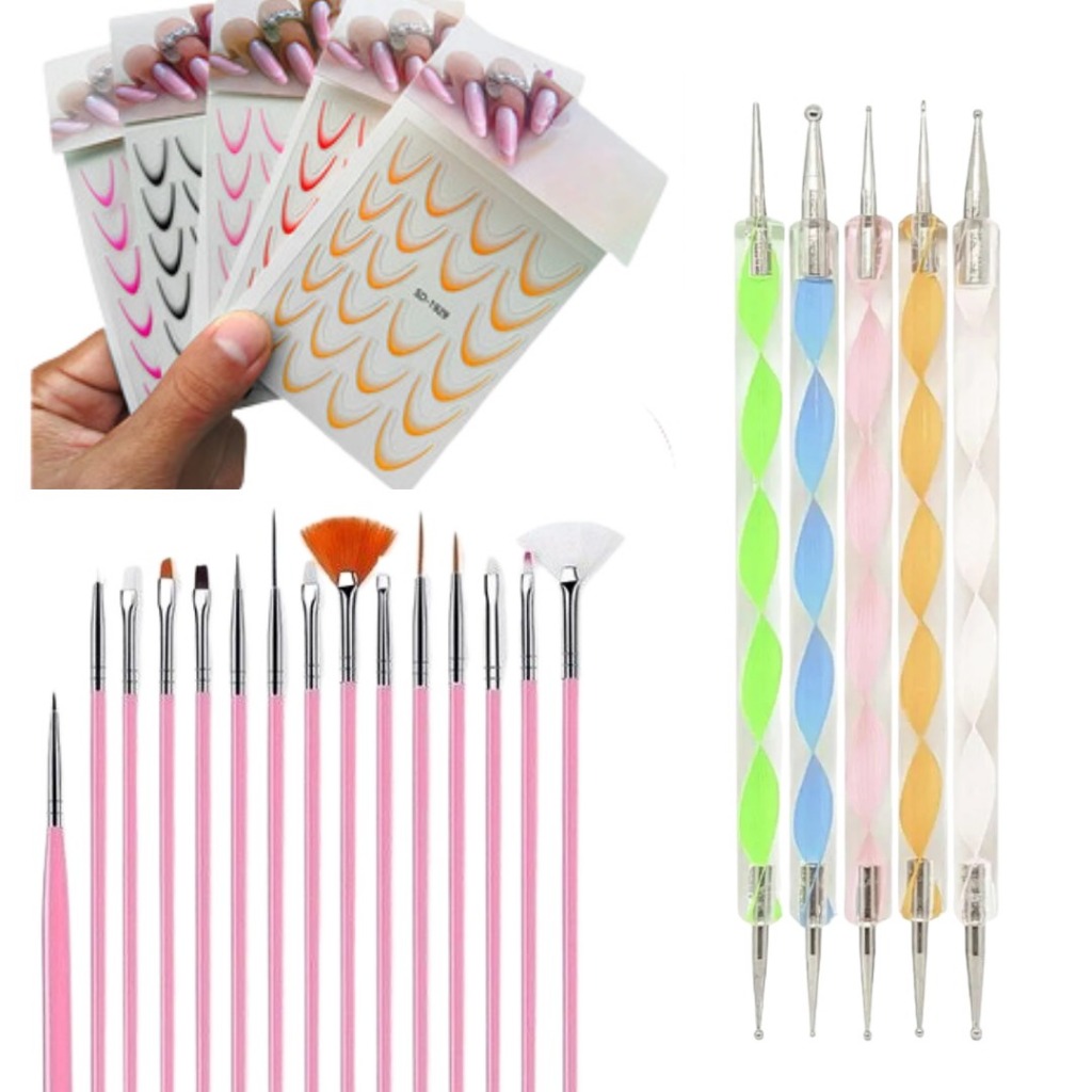 Kit 15 Pincéis + 10 Boleadores + 1 francesa reversa Kit 15 Pincéis + 10 Boleadores + 1 francesa reversa - Oferta na Shopee