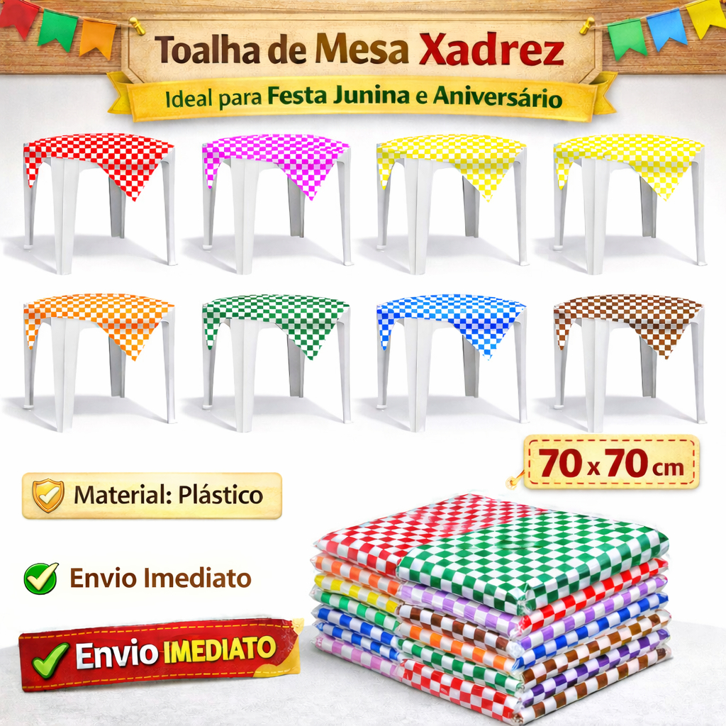 Kit 10/20/30/50 Xadrez Quadriculado Plástica 70x70cm Cobre Manchas Descartável para Festa junina Kit 10/20/30/50 Xadrez Quadriculado Plástica 70x70cm Cobre Manchas Descartável para Festa junina - Oferta na Shopee