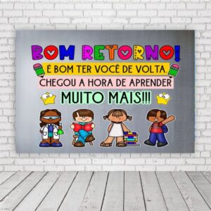 Painel de Festa Retangular Personalizado em Lona Fosca - Volta Ás Aulas - Bom Retorno - Oferta na Shopee