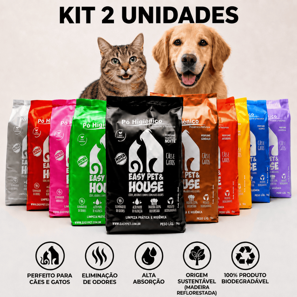 Kit 2 Eliminador Odores Limpeza à Seco Pó Higiênico Pet Bandeja Higiênica Areia Gato Seca Xixi Cães Kit 2 Eliminador Odores Limpeza à Seco Pó Higiênico Pet Bandeja Higiênica Areia Gato Seca Xixi Cães