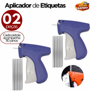 Kit 02 ou 01 Aplicador de Pinos Tag Etiquetadora Profissional com Agulha + 110 Pinos e Protetor - Oferta na Shopee