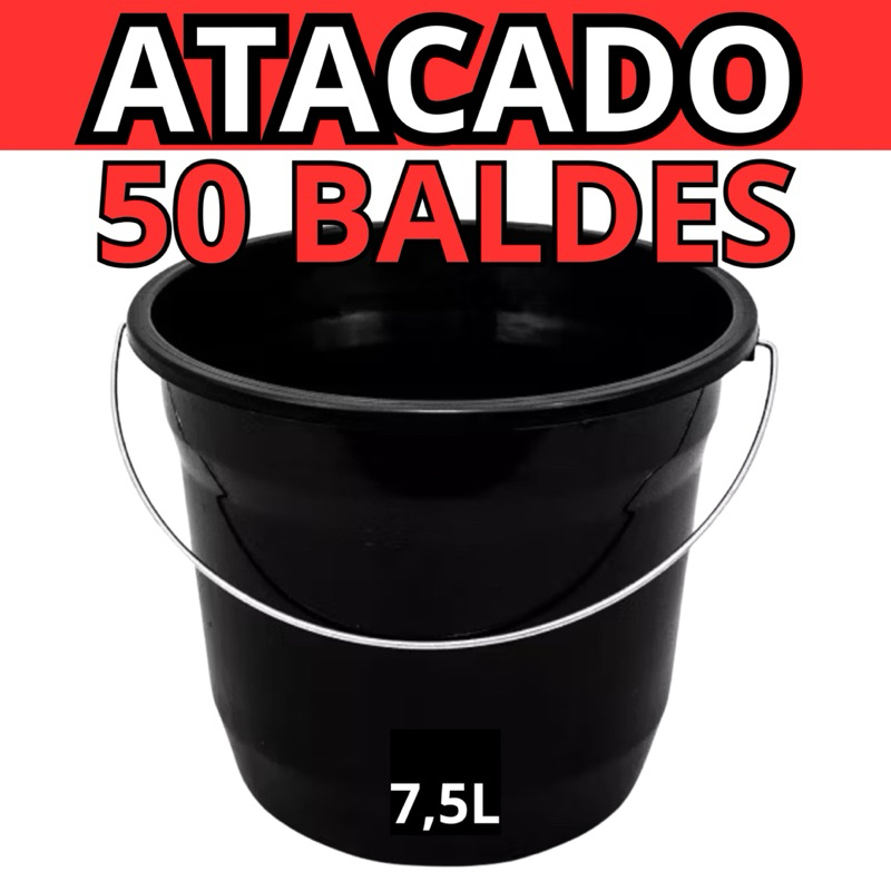 Balde Plástico 7,5L Premium Super Reforçado | Limpeza | Uso Doméstico – Alça Metal Atacado Kit até 50 Unid Balde Plástico 7,5L Premium Super Reforçado | Limpeza | Uso Doméstico – Alça Metal Atacado Kit até 50 Unid
