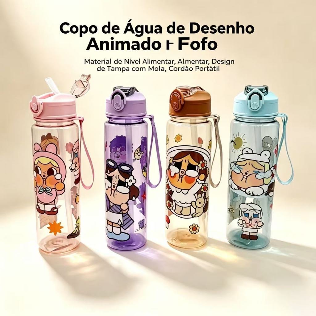 Garrafa de água de plástico de 700ml, com diversos padrões impressos no corpo da garrafa e várias cores disponíveis. Garrafa de água de plástico de 700ml, com diversos padrões impressos no corpo da garrafa e várias cores disponíveis.