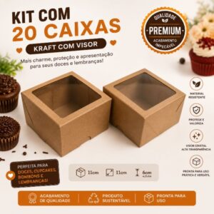 20 caixas 11x11x6 altura cor kraft doces presentes multiuso - Oferta na Shopee