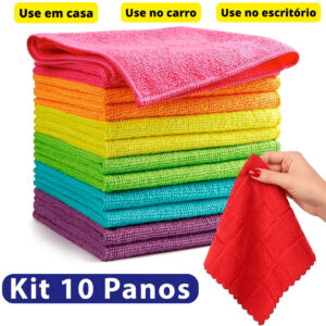 Kit 10 Panos De Limpeza Microfibra alta absorção Multiuso Flanela 30x30 secagem rápida uso em geral - Oferta na Shopee