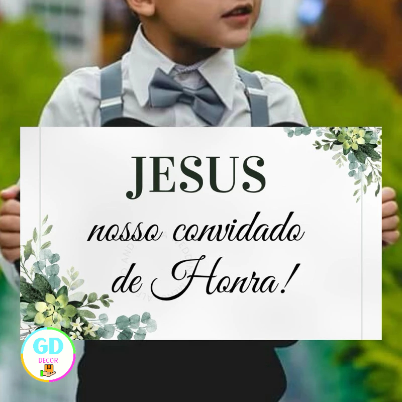 Plaquinha Entrada Criança Casamento Jesus Nosso convidado De Honra Plaquinha Entrada Criança Casamento Jesus Nosso convidado De Honra - Oferta na Shopee