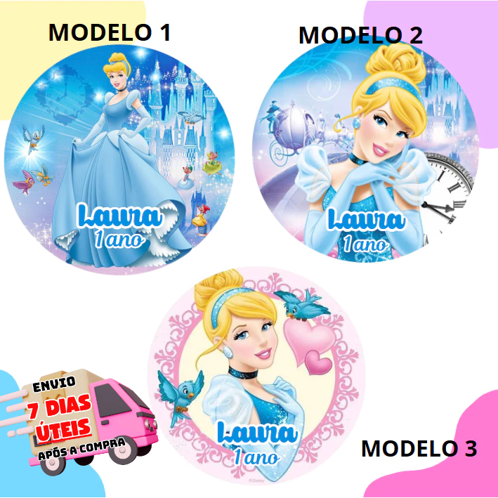 60/100 Adesivos Personalizados 5x5 cm Tema Cinderela Ideal para Lembrancinhas, festas, decoração 60/100 Adesivos Personalizados 5x5 cm Tema Cinderela Ideal para Lembrancinhas