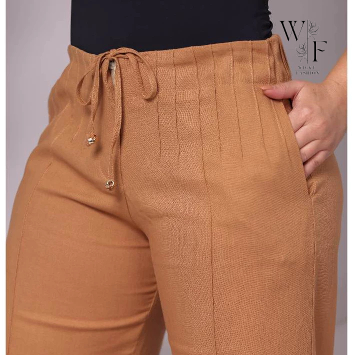 Calça Pantalona Feminina Linho com Algodão Cintura Alta com Amarração e Despuntes Frontais | Conforto & Estilo Calça Pantalona Feminina Linho com Algodão Cintura Alta com Amarração e Despuntes Frontais | Conforto & Estilo - Oferta na Shopee