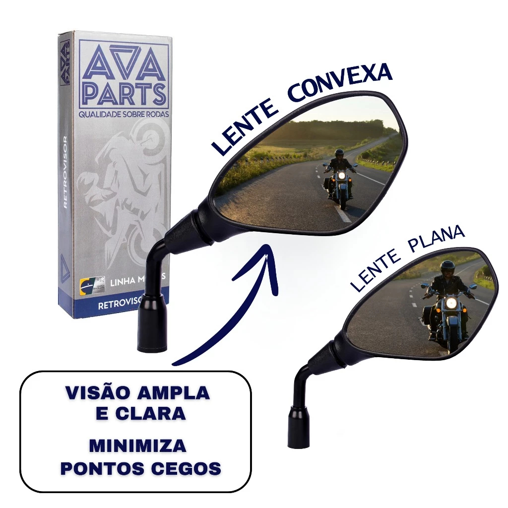 Retrovisor F800 GS650 Cg Fan Titan Lente Convexa haste curta Honda Dafra Kawasaki Suzuki Triuph Retrovisor F800 GS650 Cg Fan Titan Lente Convexa haste curta Honda Dafra Kawasaki Suzuki Triuph