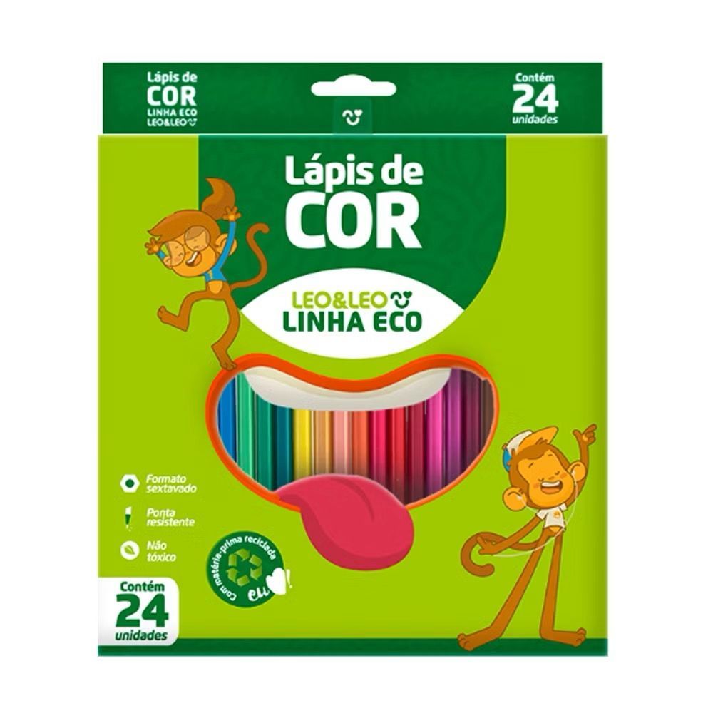 Lápis de Cor Caixa com 24 Cores Eco Escolar Sextavado Leo&Leo Lápis de Cor Caixa com 24 Cores Eco Escolar Sextavado Leo&Leo - Oferta na Shopee