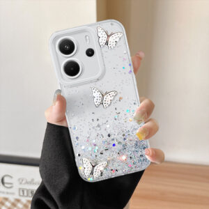Capinha Capa Para Xiaomi Redmi Note 14 4G Borboleta Transparente Silicone De Celular 0274TSY - Oferta na Shopee
