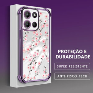Capinha Anti-Queda Transparente Para Motorola Moto G15 G17 Capa De Celular Flores FS1023 - Oferta na Shopee