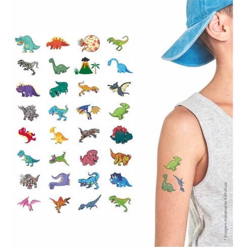 Tatuagem Infantil Temporária Dinossauro | Kit Festa 32-017 Tatuagem Infantil Temporária Dinossauro | Kit Festa 32-017 - Oferta na Shopee
