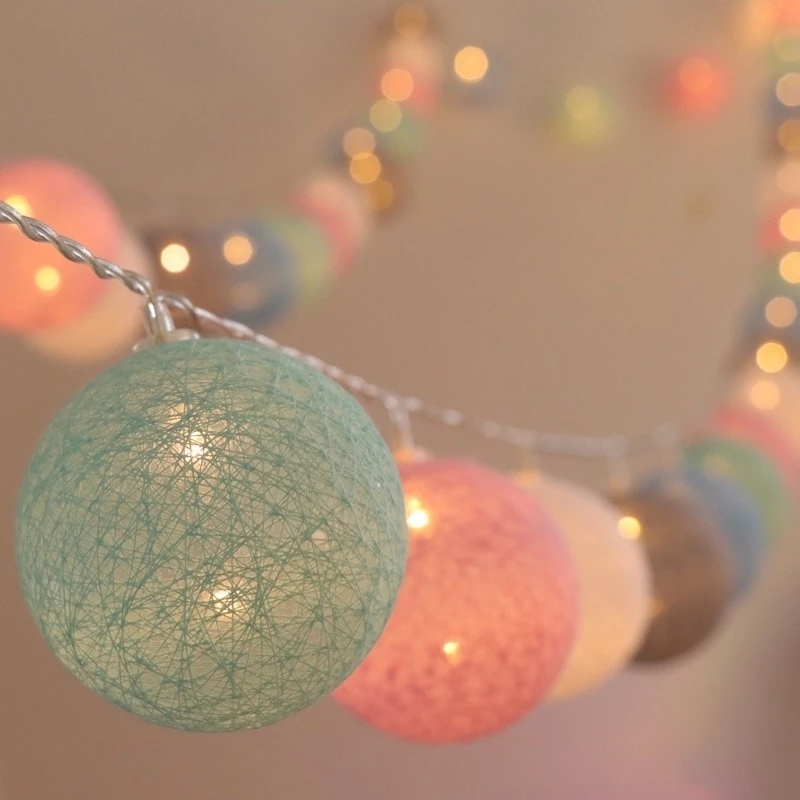20 Cordão De Bola De Algodão USB Com Luzes LED Para Decoração De Festas/Quarto 20 Cordão De Bola De Algodão USB Com Luzes LED Para Decoração De Festas/Quarto