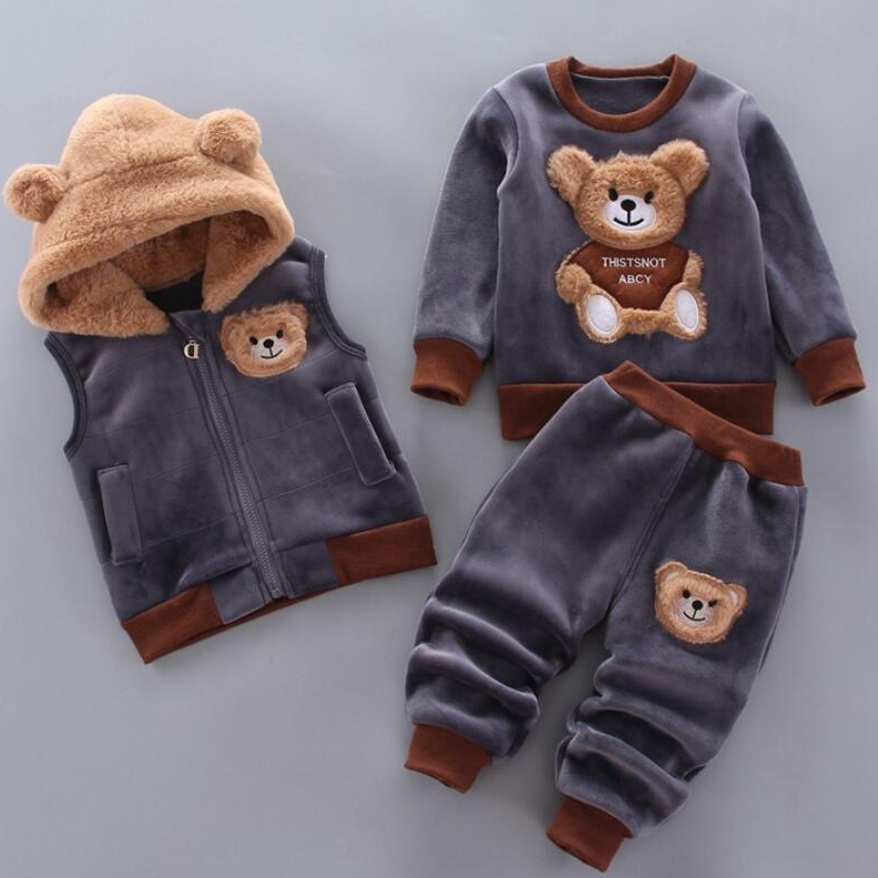 Roupa De Inverno Baby Kids 1-4 Anos Menino Velo Espesso Conjunto 3PCS Calça Com Capuz Para Bebês Roupa De Inverno Baby Kids 1-4 Anos Menino Velo Espesso Conjunto 3PCS Calça Com Capuz Para Bebês - Oferta na Shopee