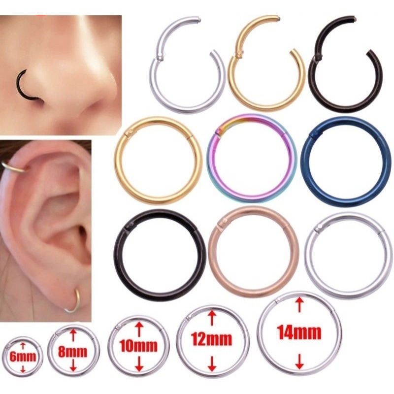 Segmento Cirúrgico Da Dobradiça De Aço Anel Do Nariz Septum Clicker Ear Helix Tragus Hoop Ring Segmento Cirúrgico Da Dobradiça De Aço Anel Do Nariz Septum Clicker Ear Helix Tragus Hoop Ring - Oferta na Shopee